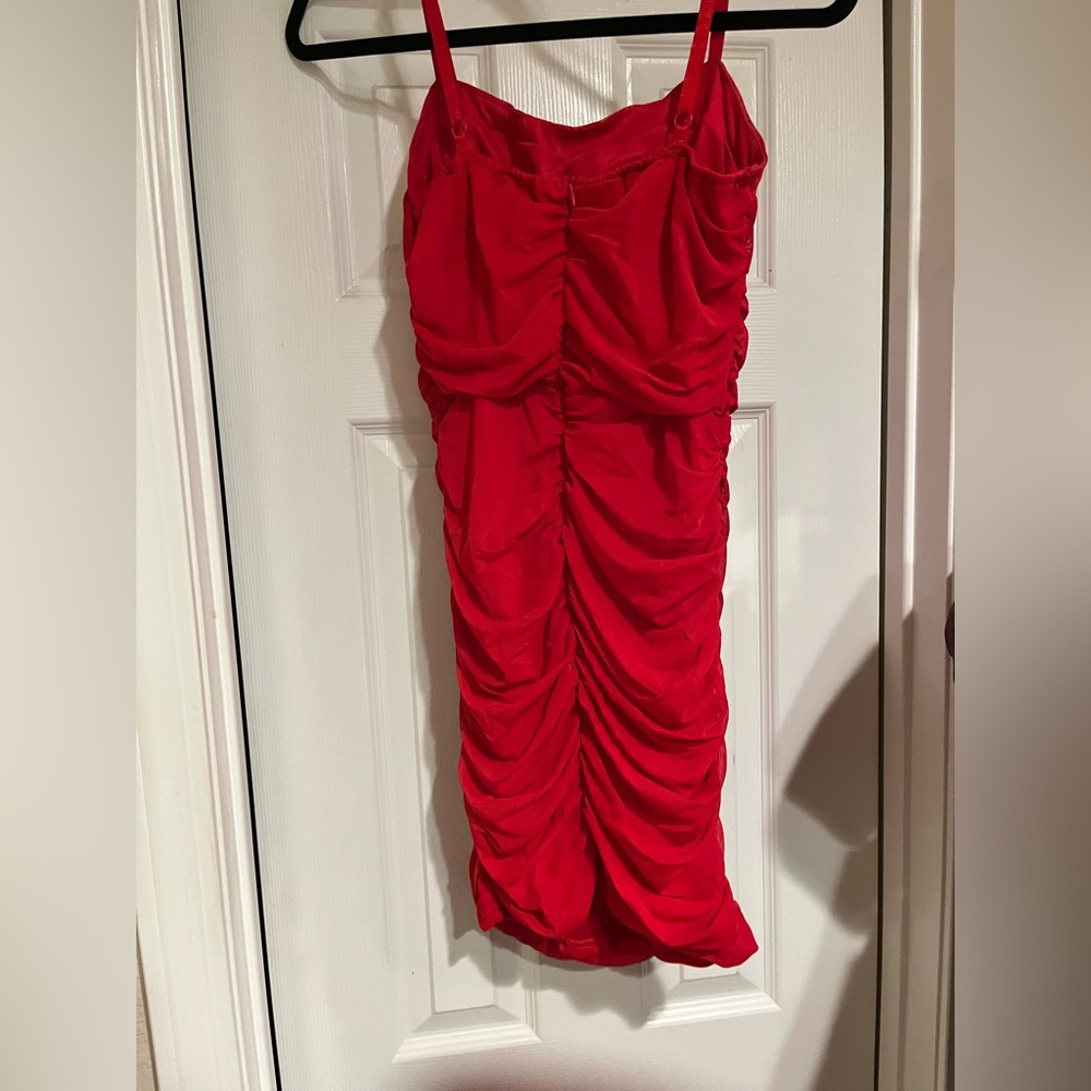 Red Ruched Dress - Picture 2 of 3